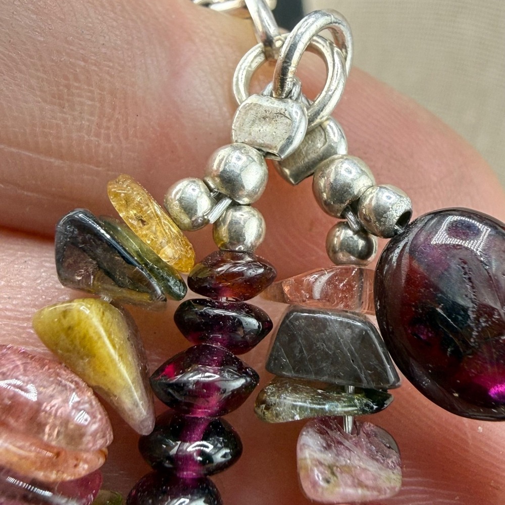 Avi & Avi Designs Necklace Polished Stone Layered Sterling Silver Clasp 16” - Picture 2 of 10
